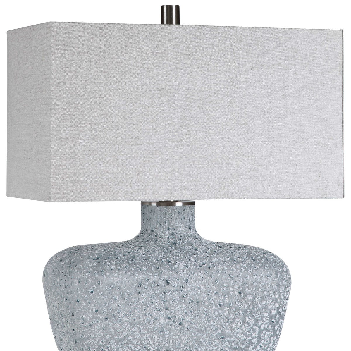 Blue-Green, White Frosted Lamp