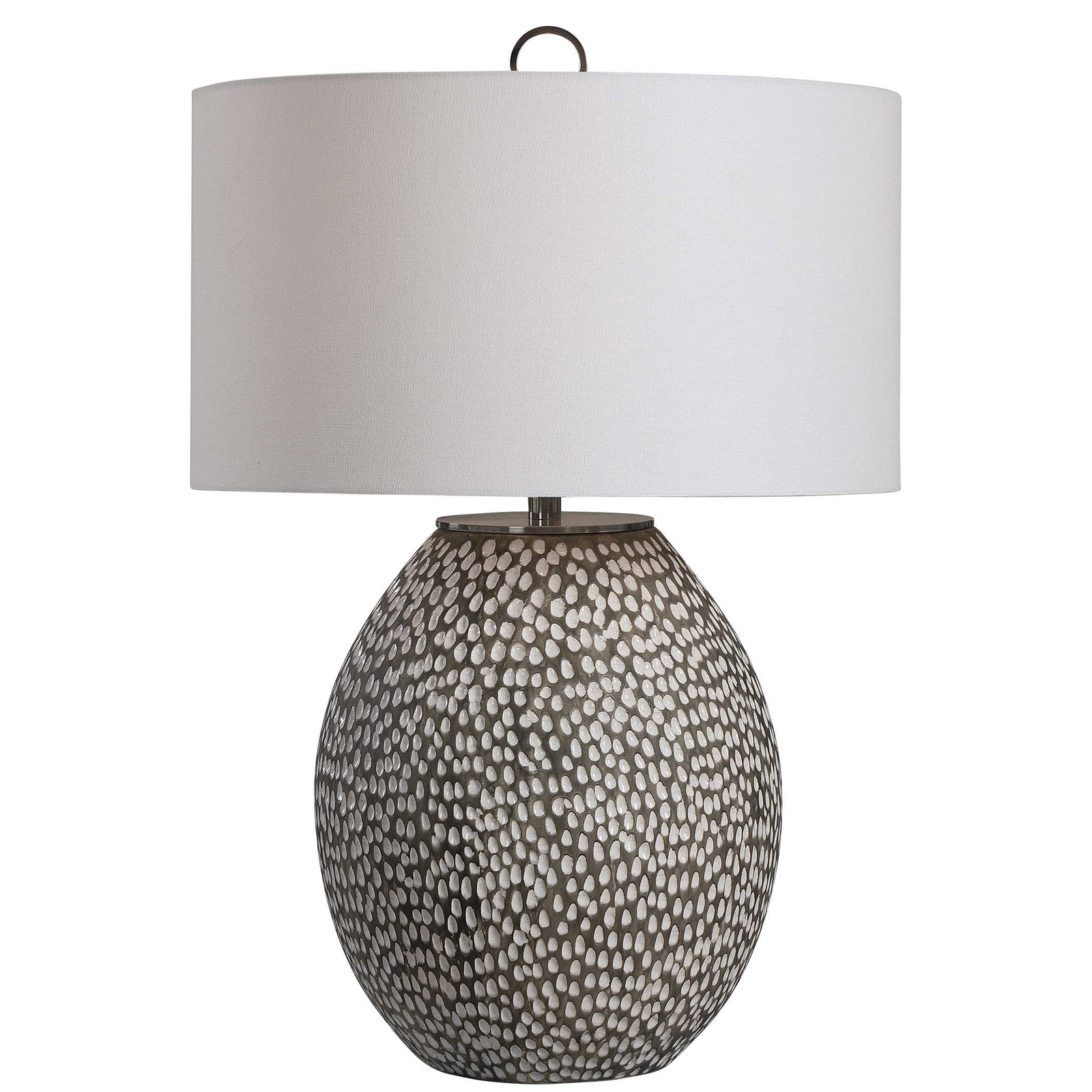 Rustic Gray Pitted Table Lamp