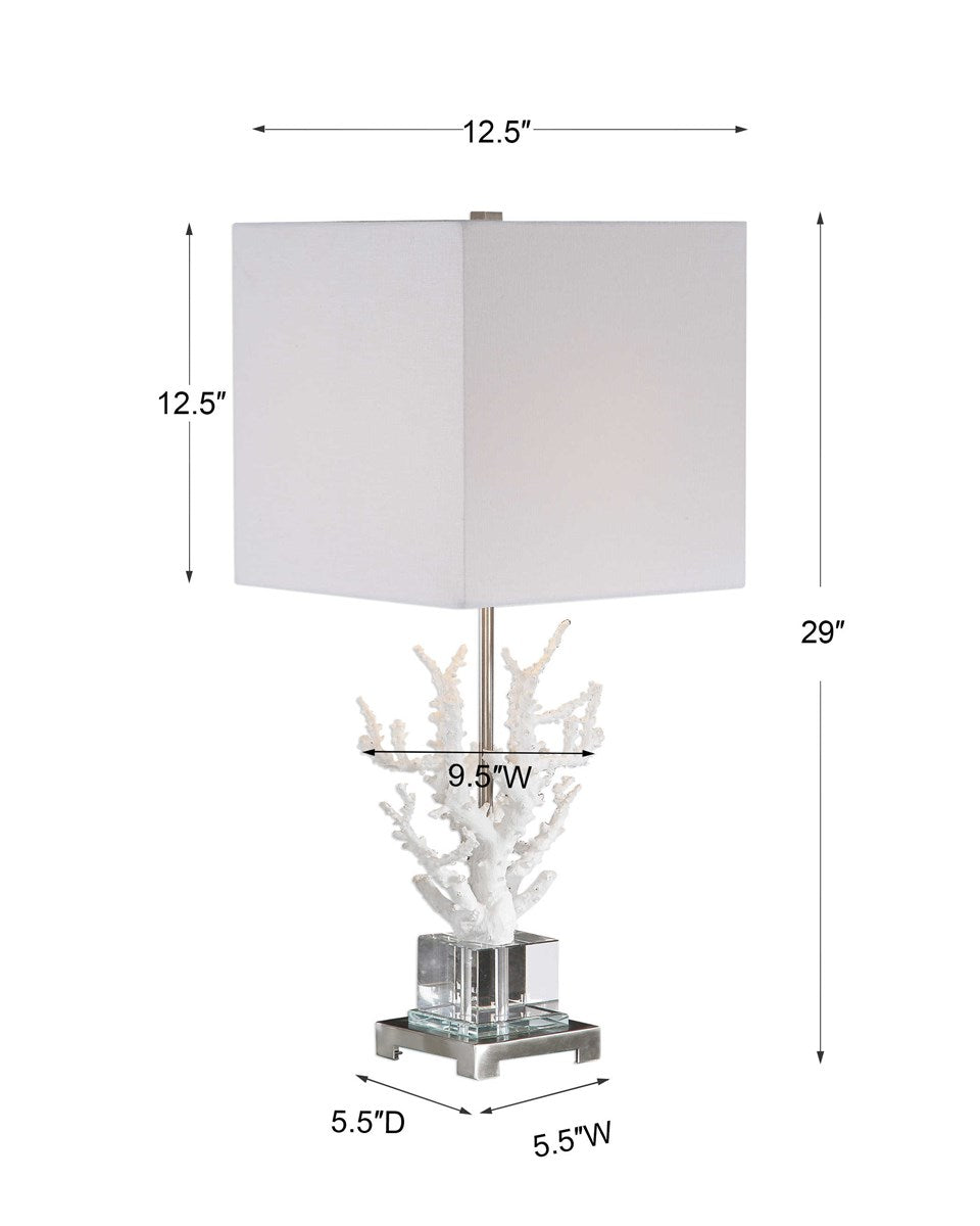 White Coral and Crystal Lamp