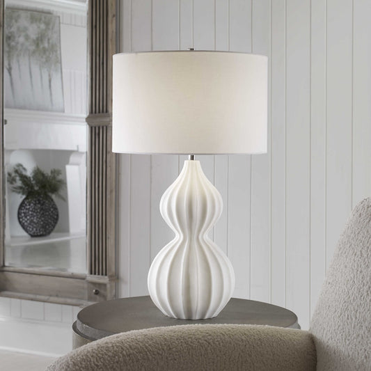 White Scalloped Ridges Lamp