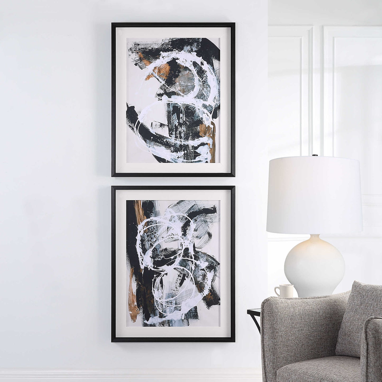 Neutral Abstract Art Set of 2 | Affordable, Designer Wall Art