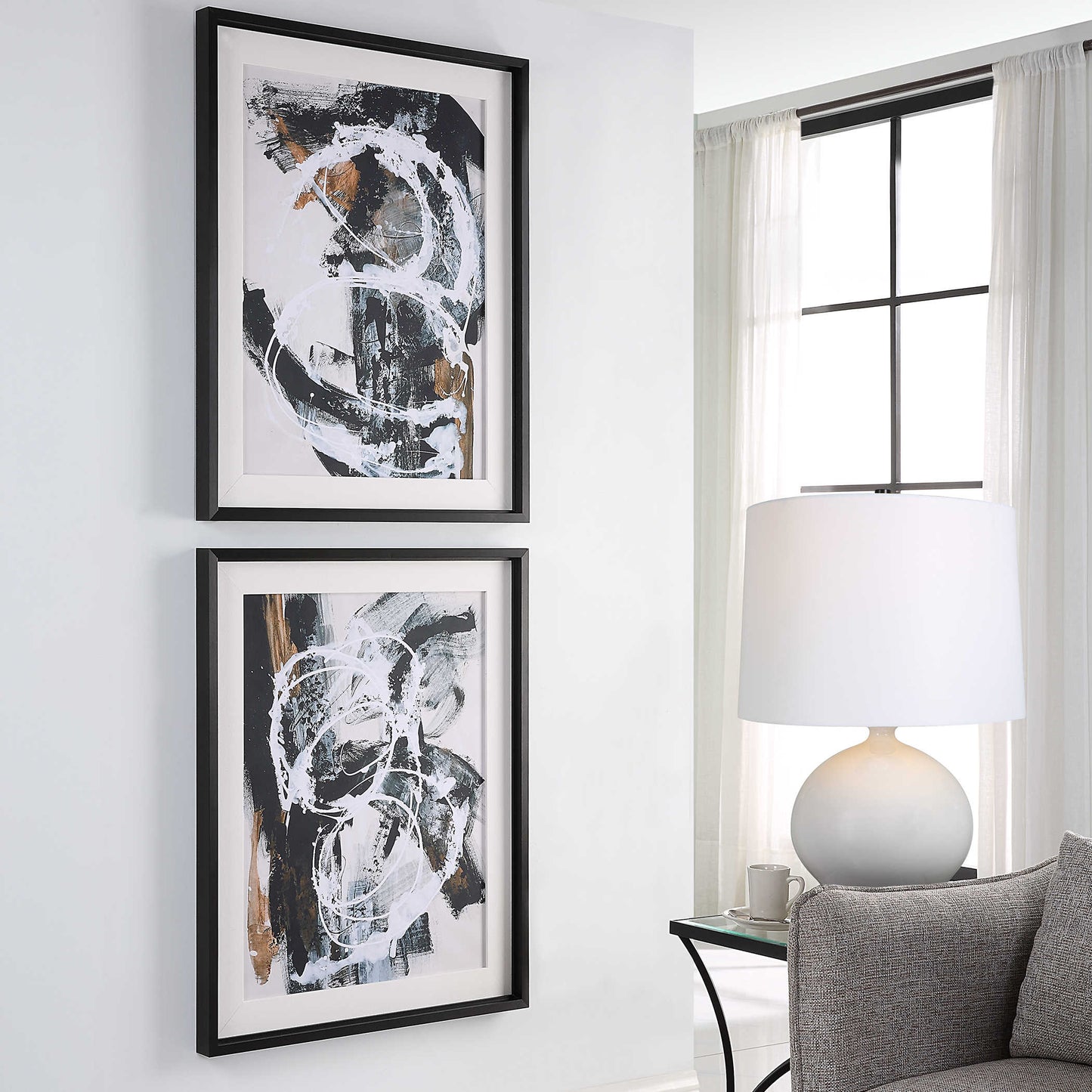 Neutral Abstract Art Set of 2 | Affordable, Designer Wall Art