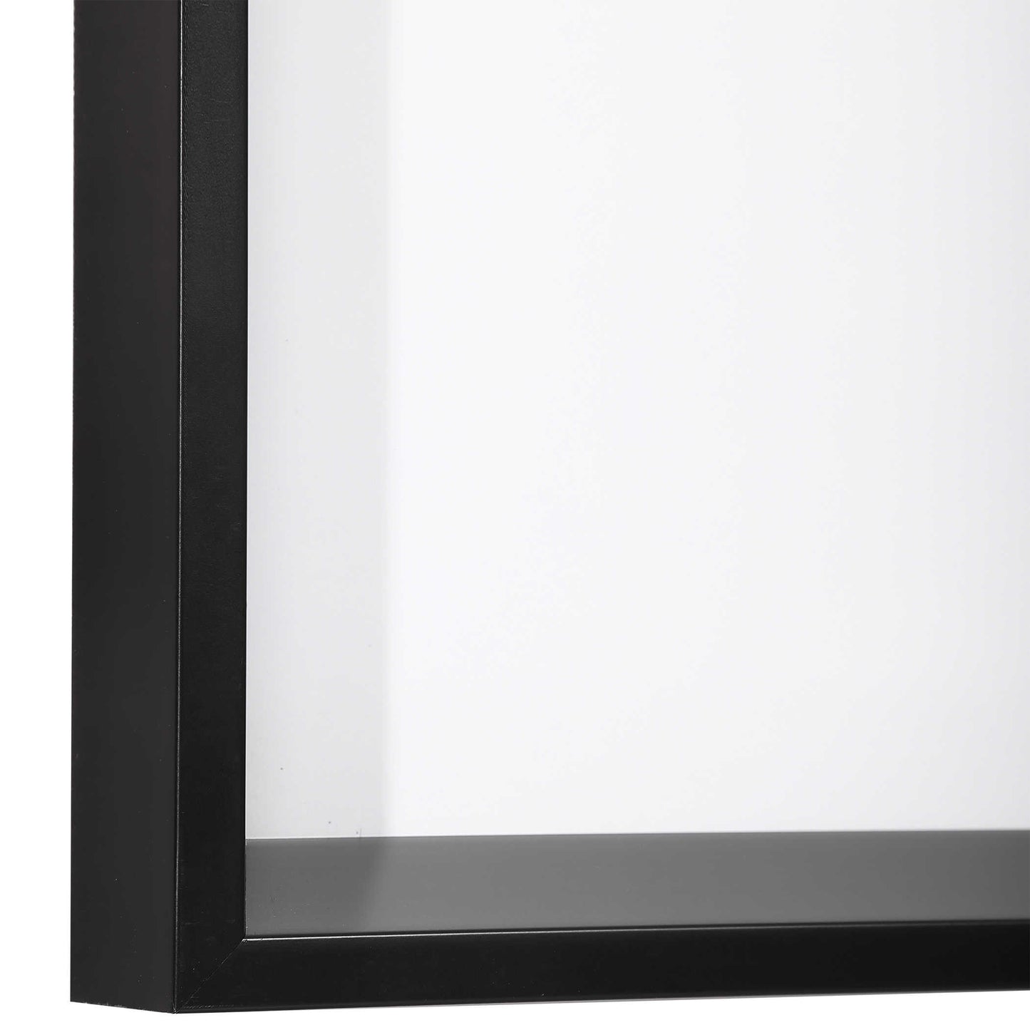 Close up corner shot of a black frame.