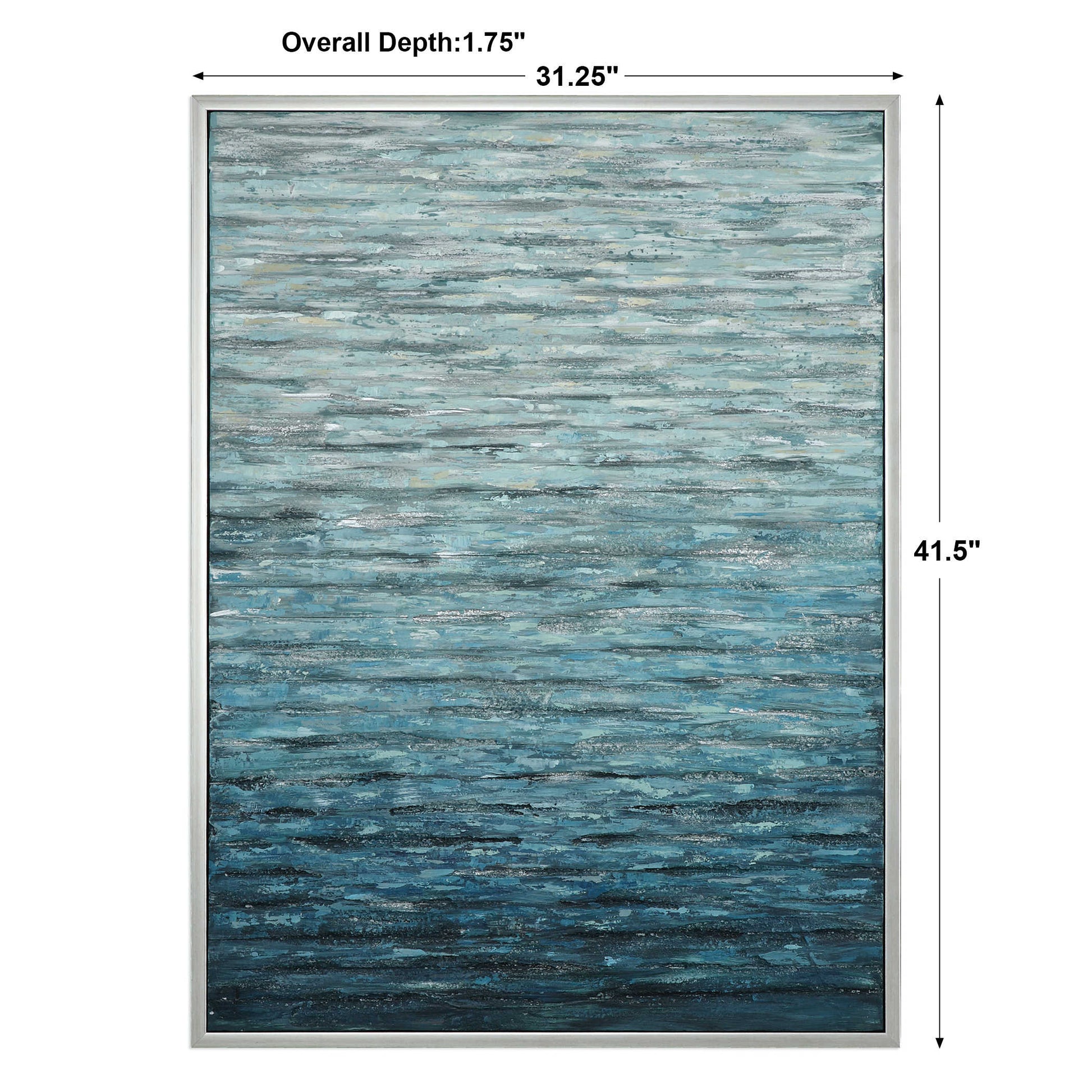 Dimensions of the blue painting on a white background.