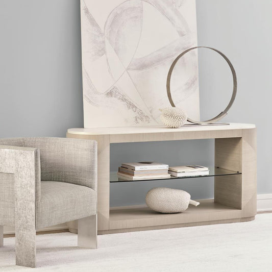 Bernhardt Axiom Console Table in Linear Gray/White