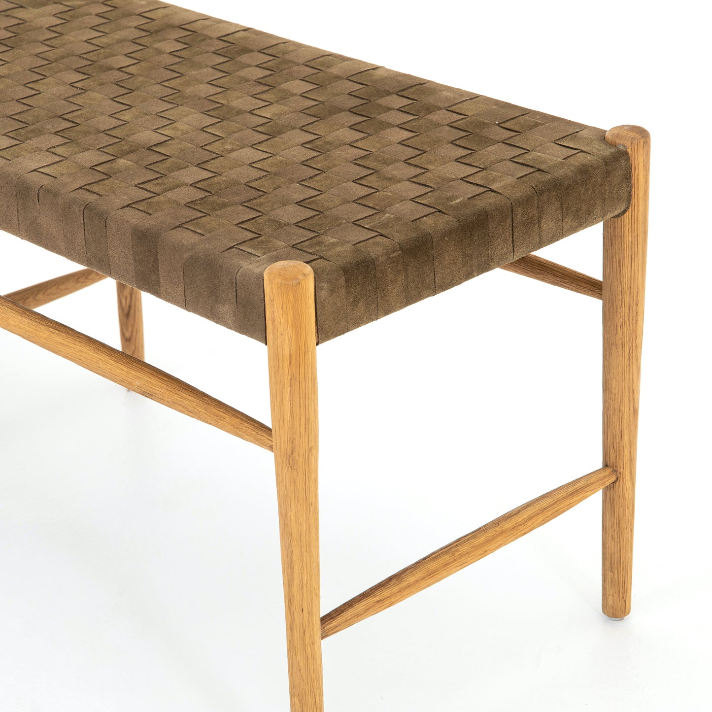 Leather weave bench