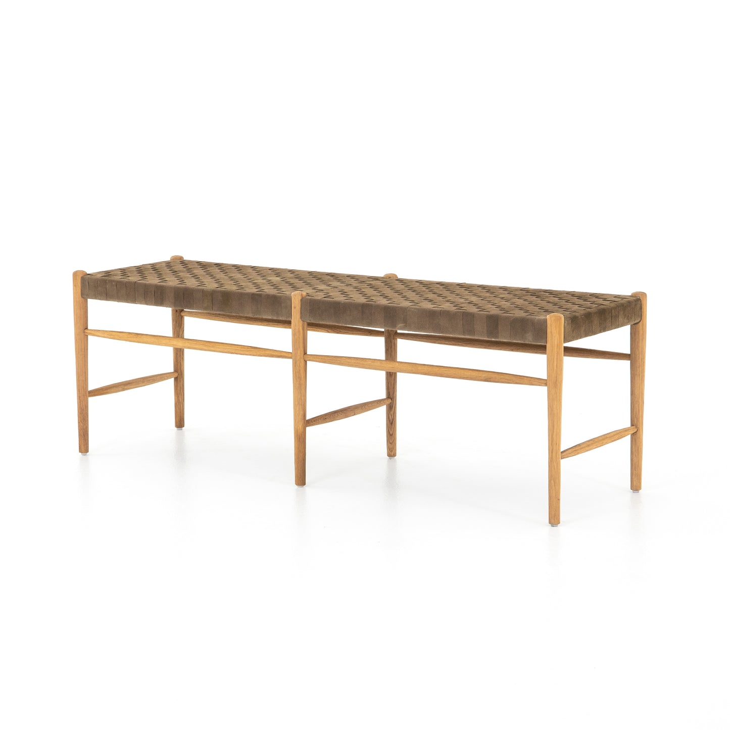 Leather weave bench