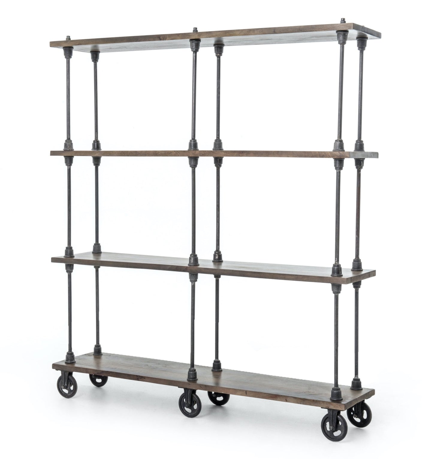 Iron, wheels wood shelves