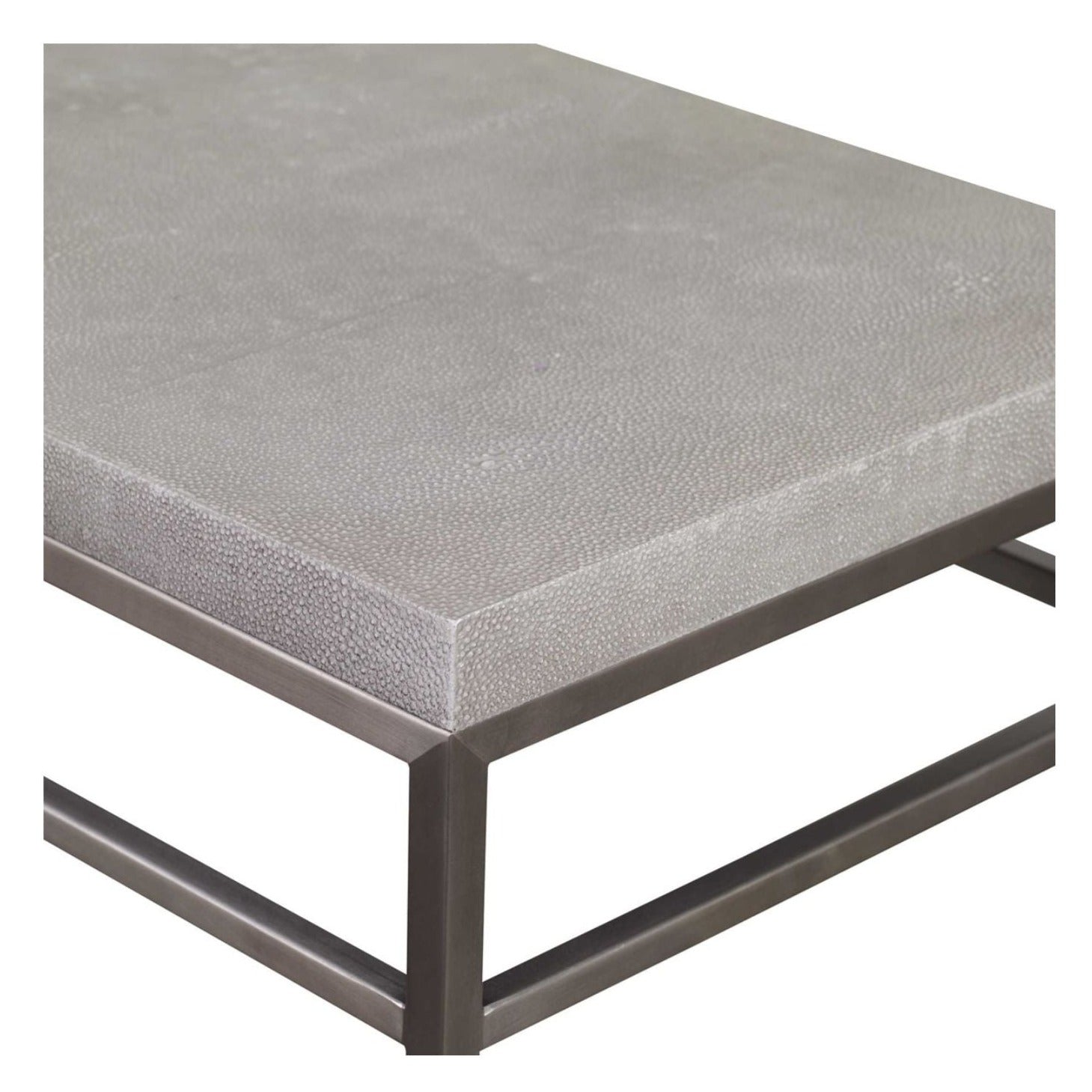 This photo shows the top shelf in the faux shagreen material.