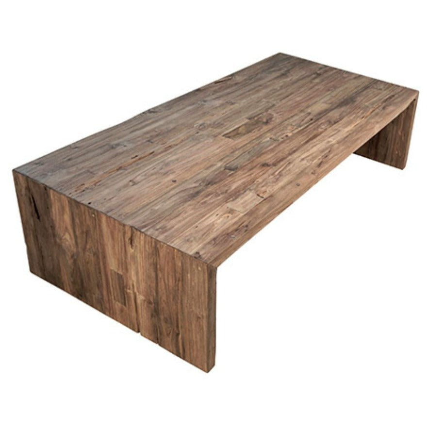 Coffee Table made from Reclaimed Teak Wood. Medium Brown Natural Wood Sealed Finish.