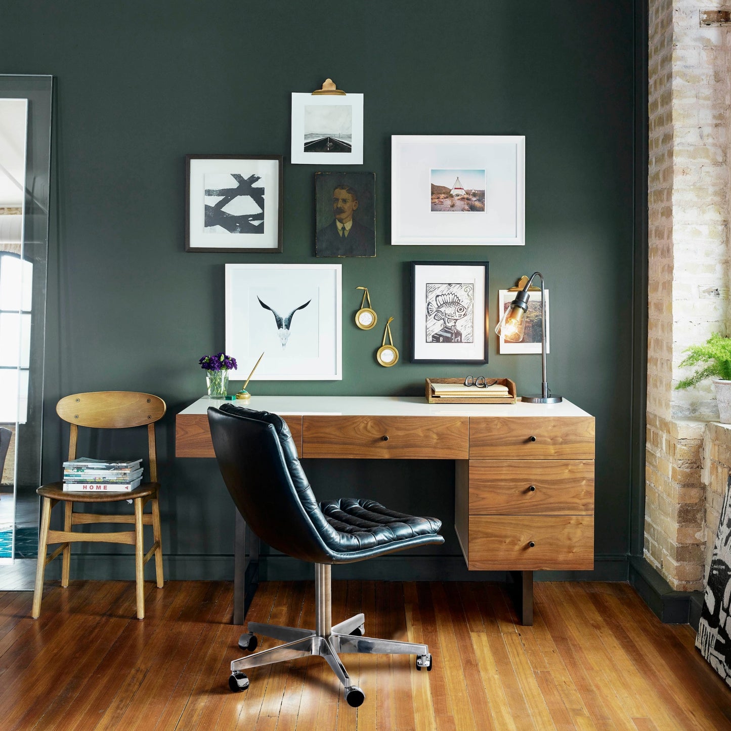 White lacquer & walnut