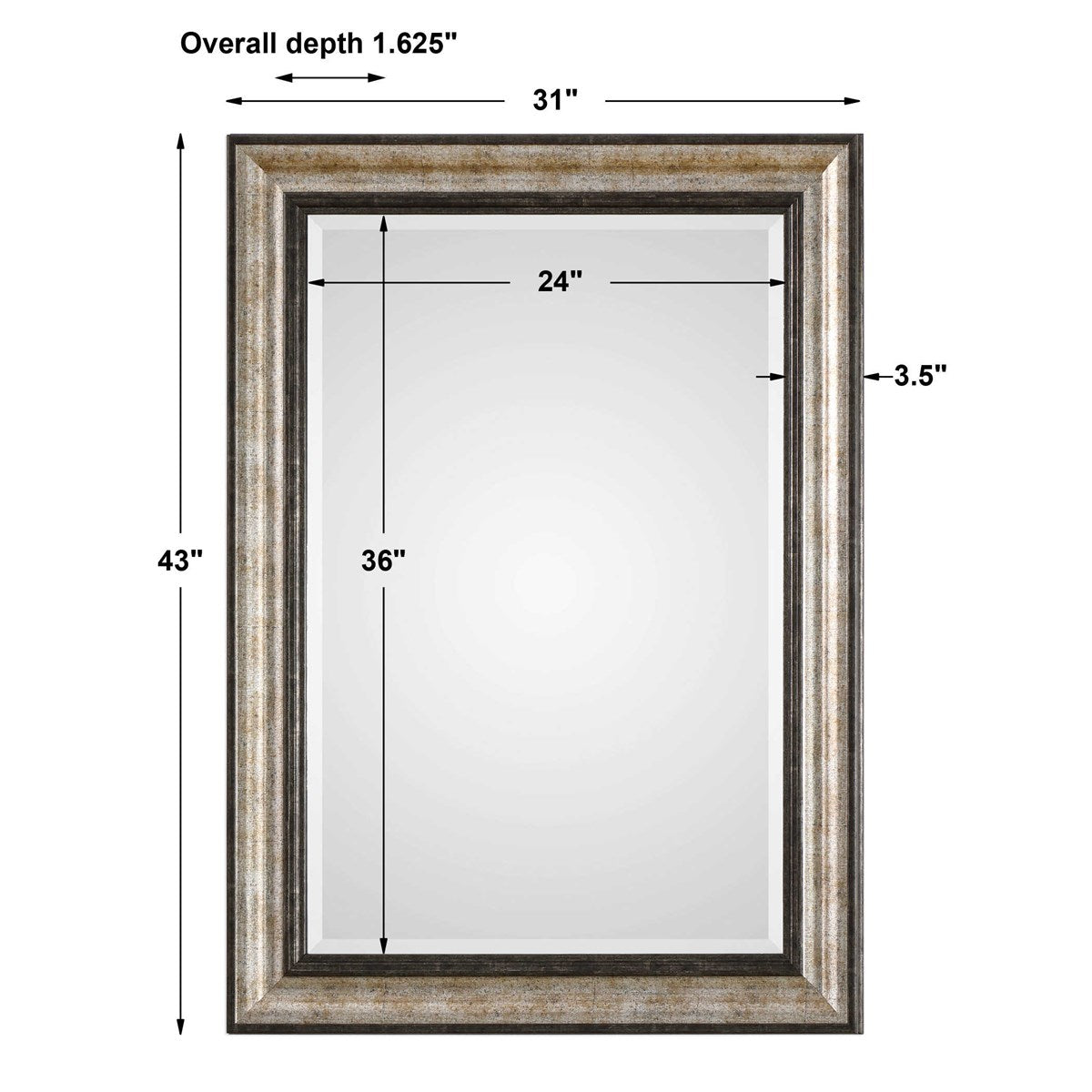 Dimensions for Antique Silver Mirror.