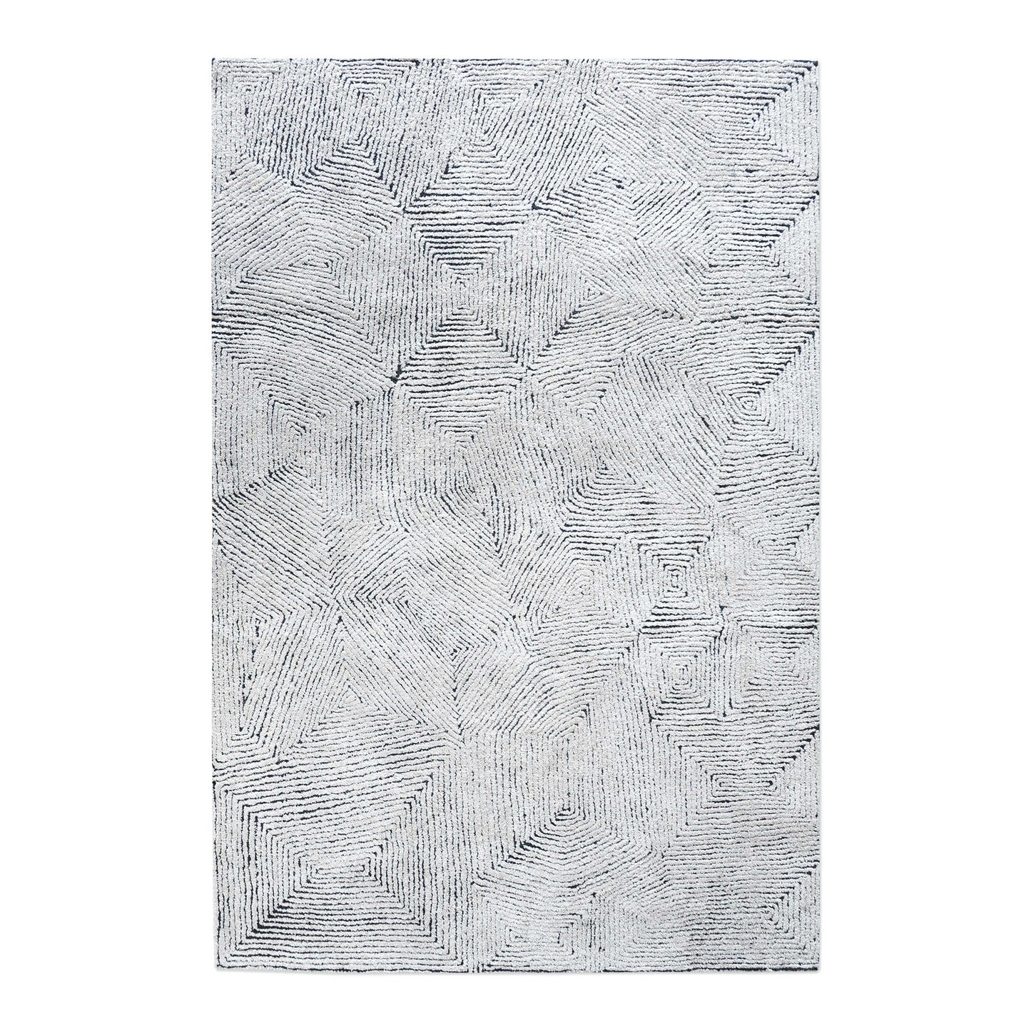 White and blue rug on a white background.