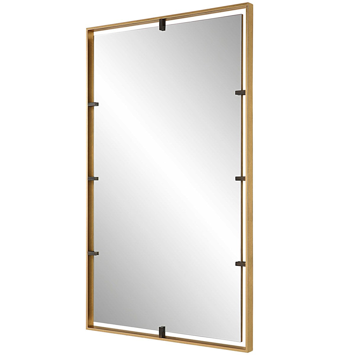 Angled bronze and gold mirror.