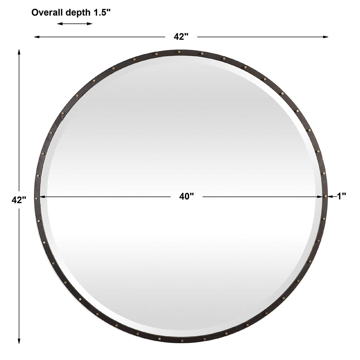 Details of width and height of the antique mirror.