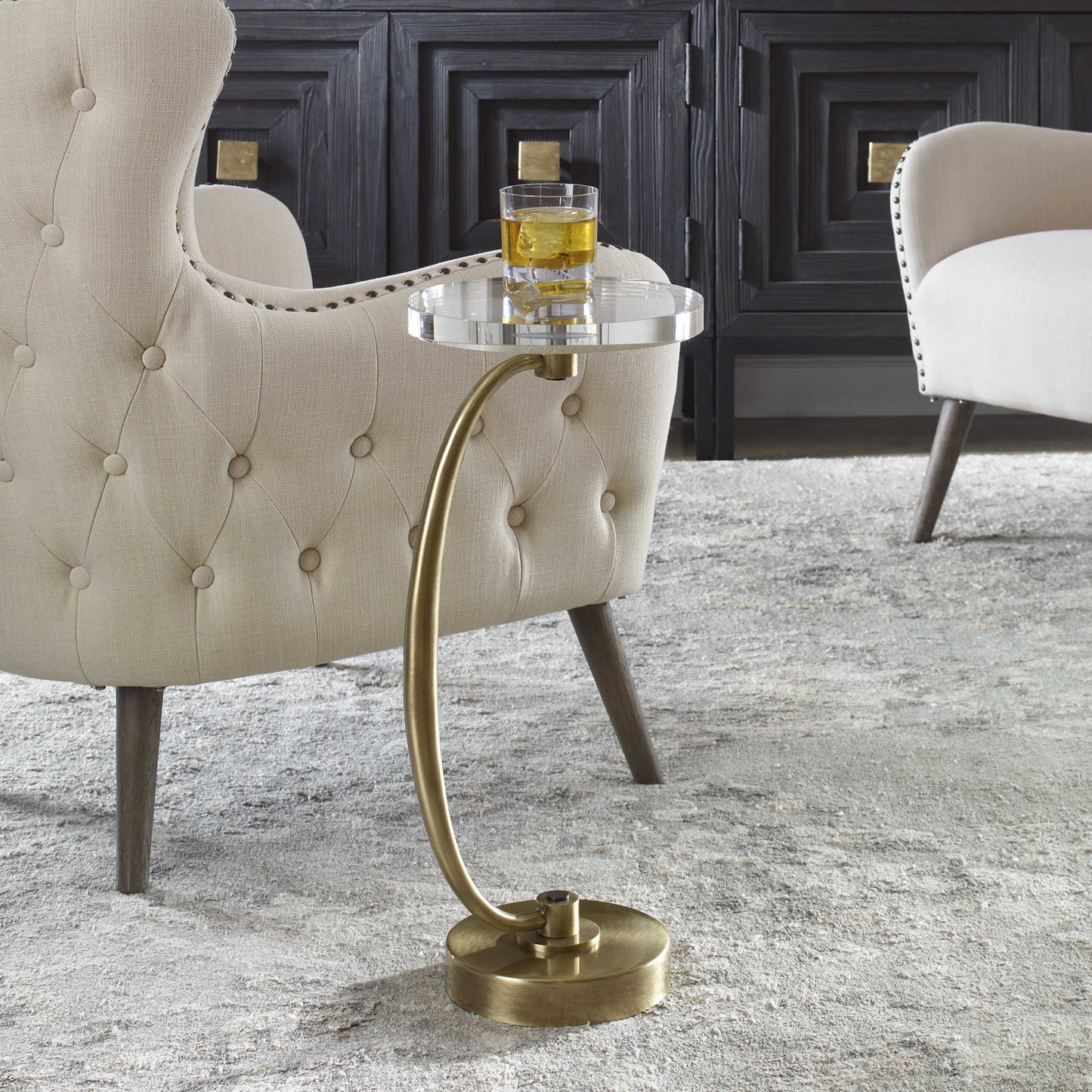 Gold cocktail accent table.