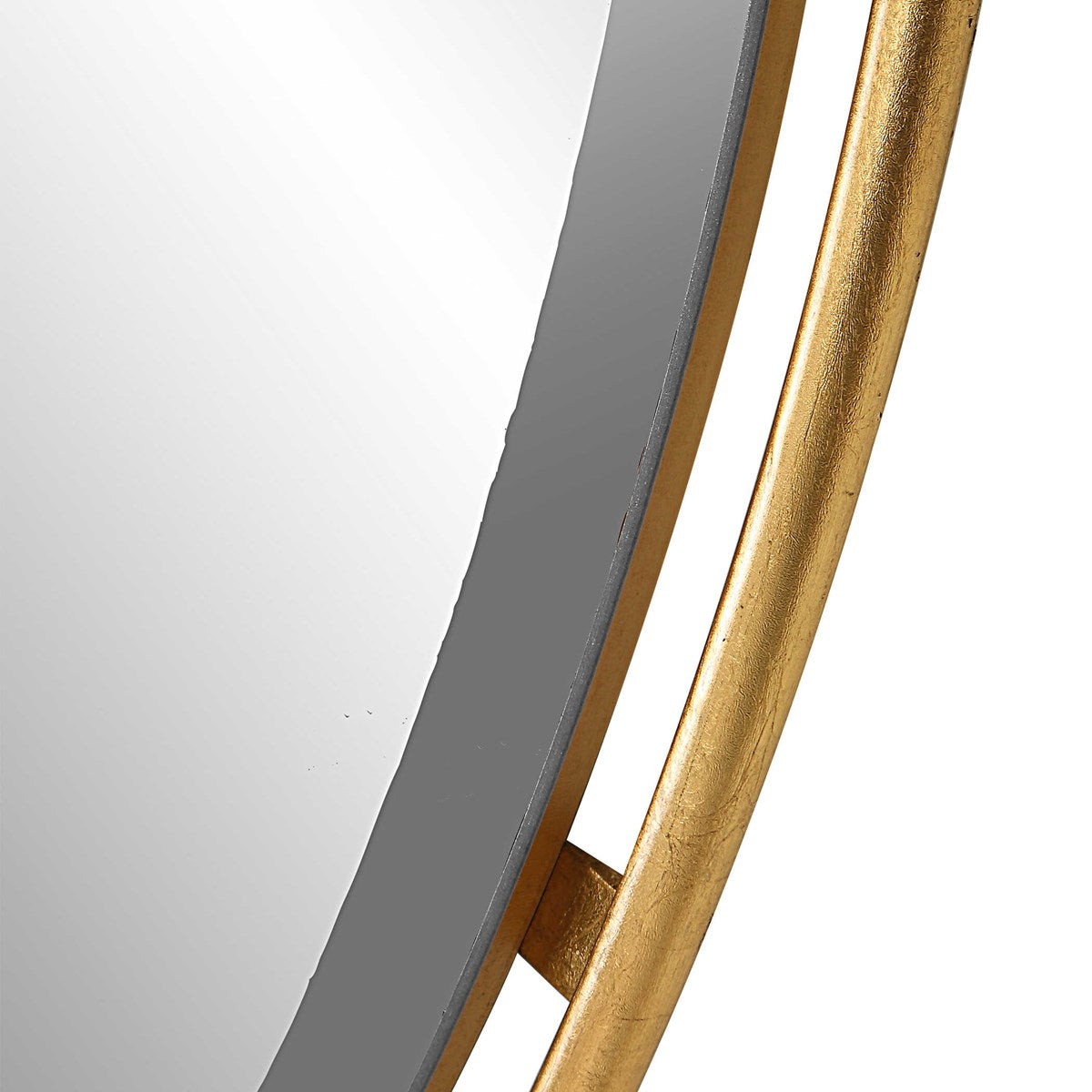 Gold leaf round mirror.