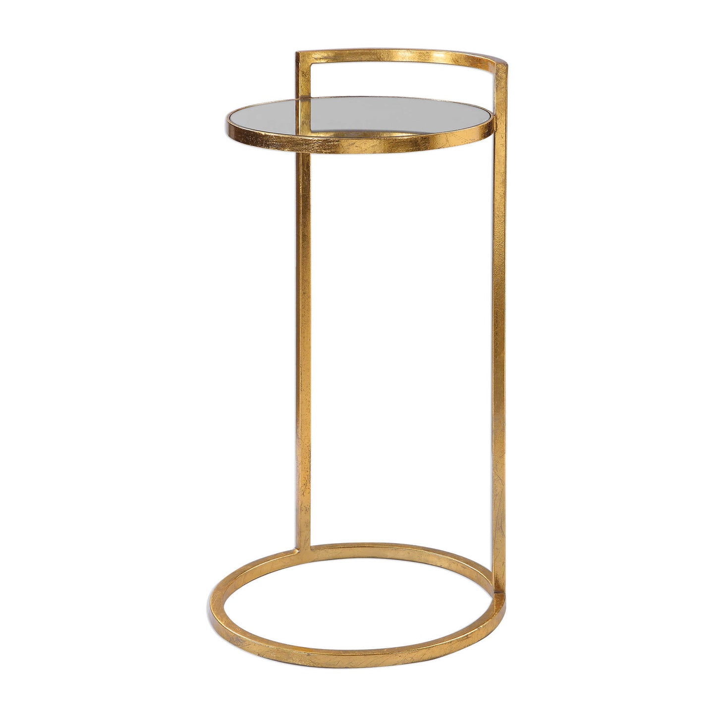 Gold leaf end table with mirrored surface.