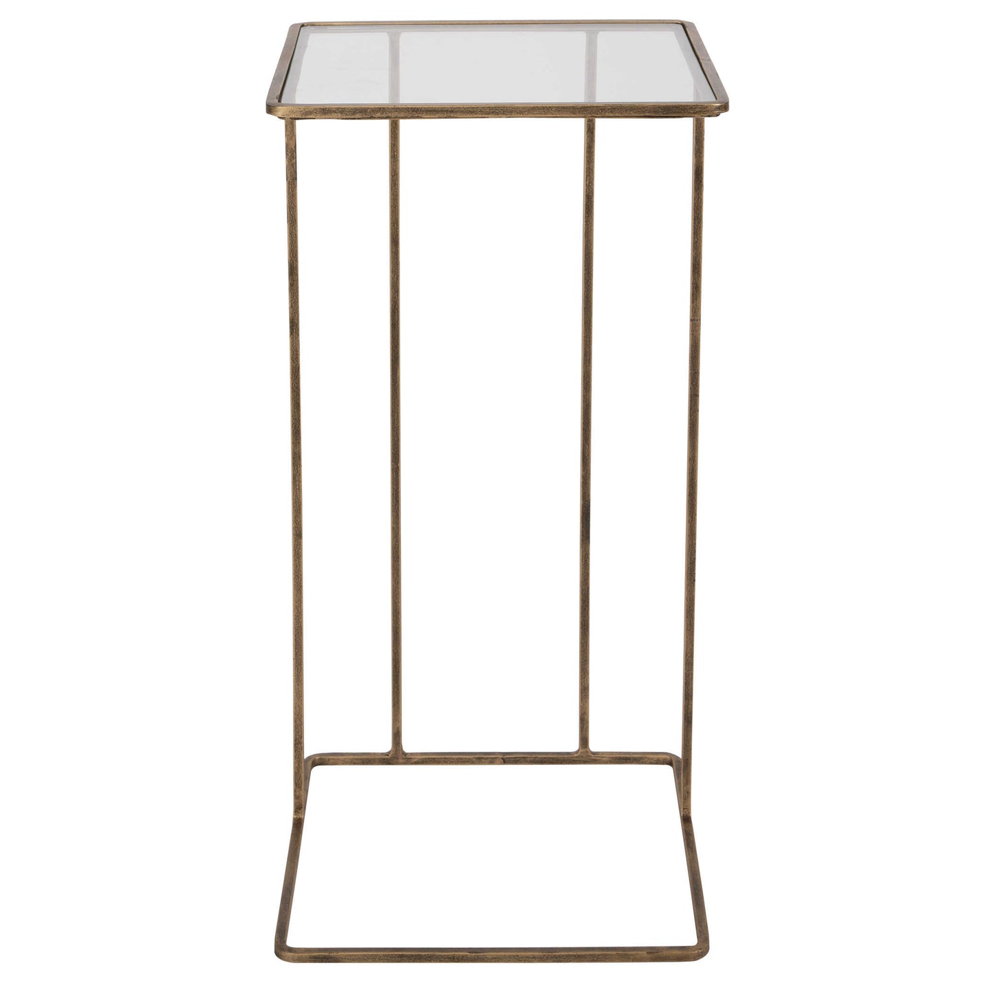 Gold metal and glass side table.