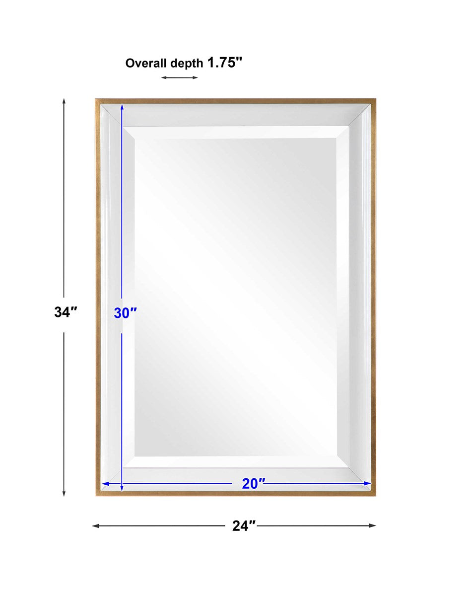 Dimensions of Gold Rectangular Mirror.