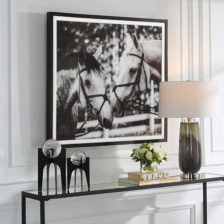 Living room horse art.
