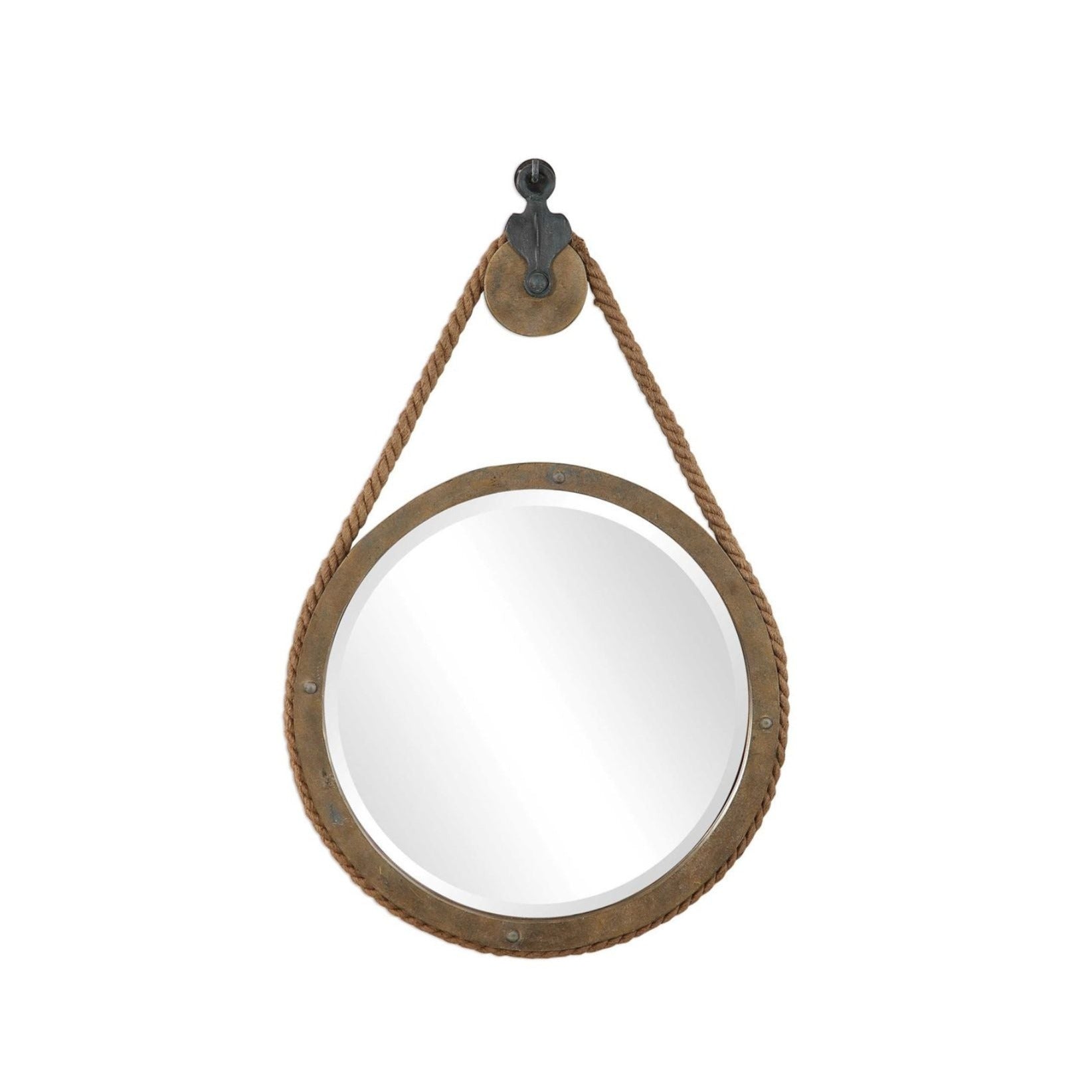 Round Nautical Mirror with Rope.