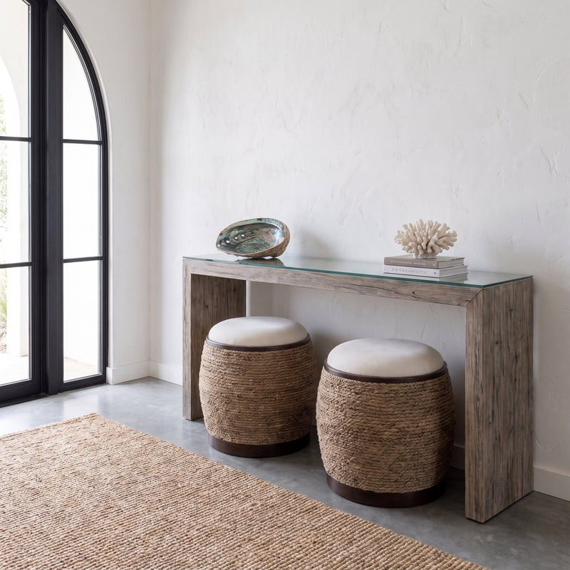 Coastal Ottomans in Entryway.