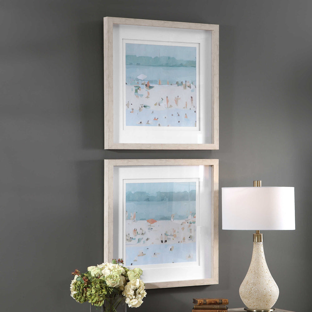 Beach Art Set of 2 On Gray Wall