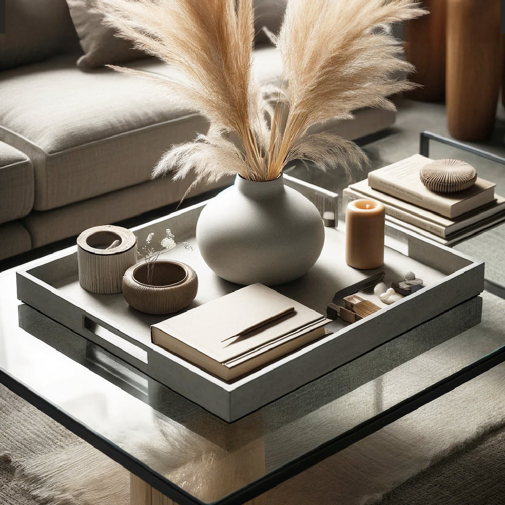 Contemporary Accessories on Glass Coffee Table