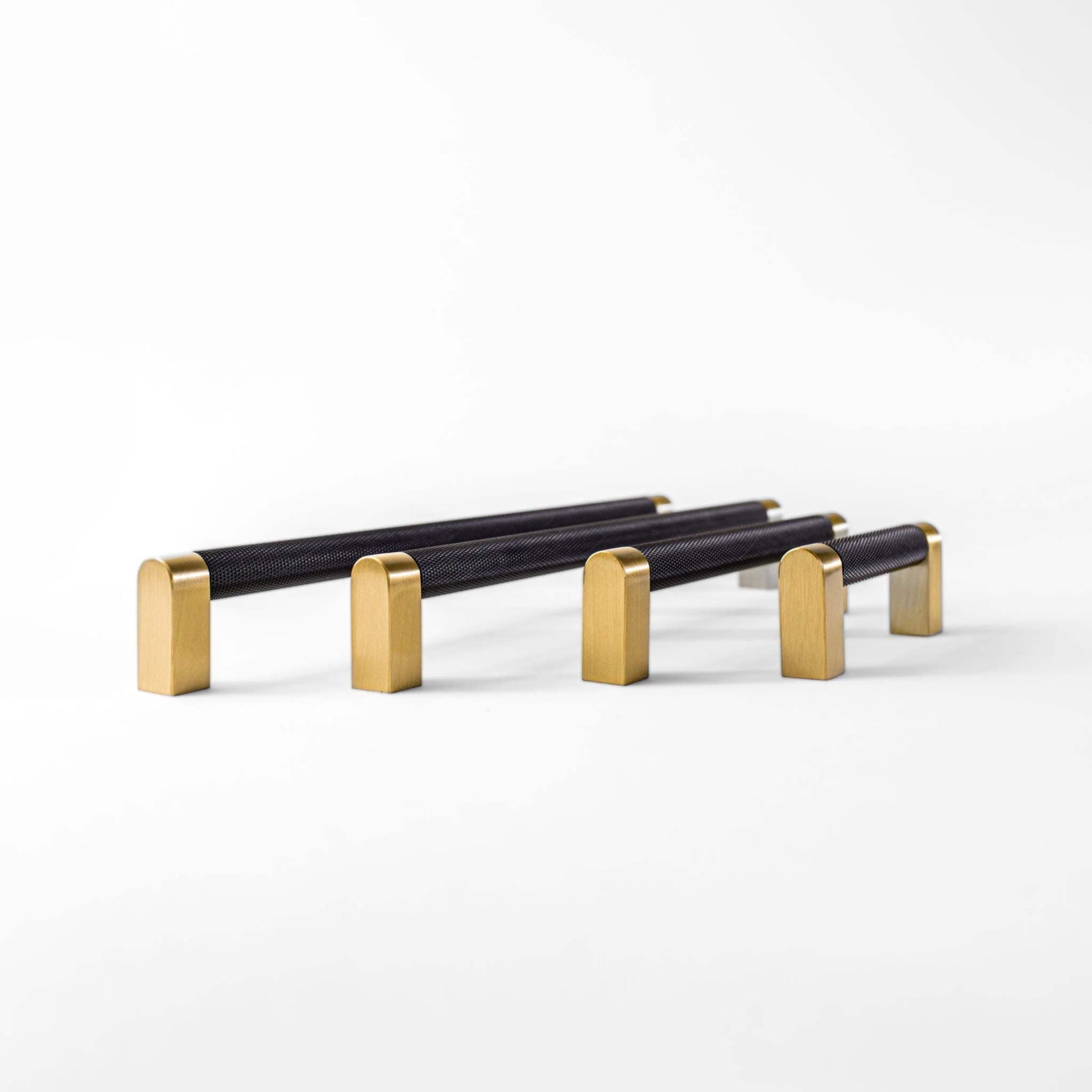 Bold, Solid Brass Black & Gold Knurled Cabinet Pulls