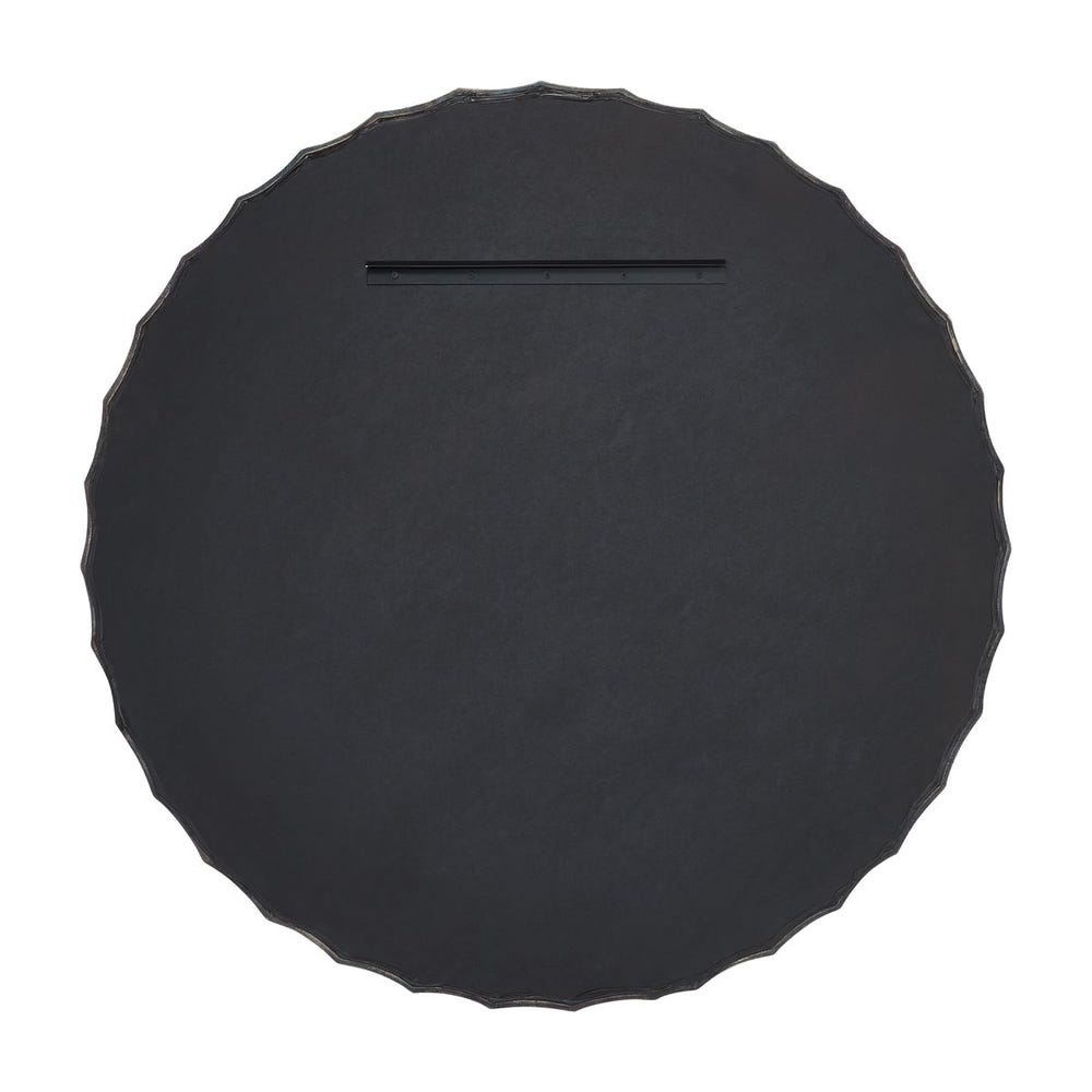 Charcoal Scalloped Round Mirror