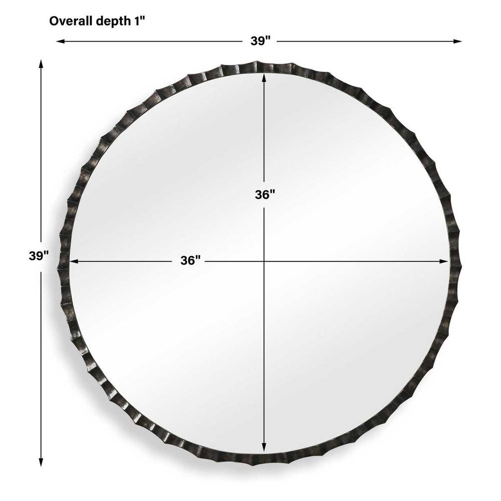 Charcoal Scalloped Round Mirror