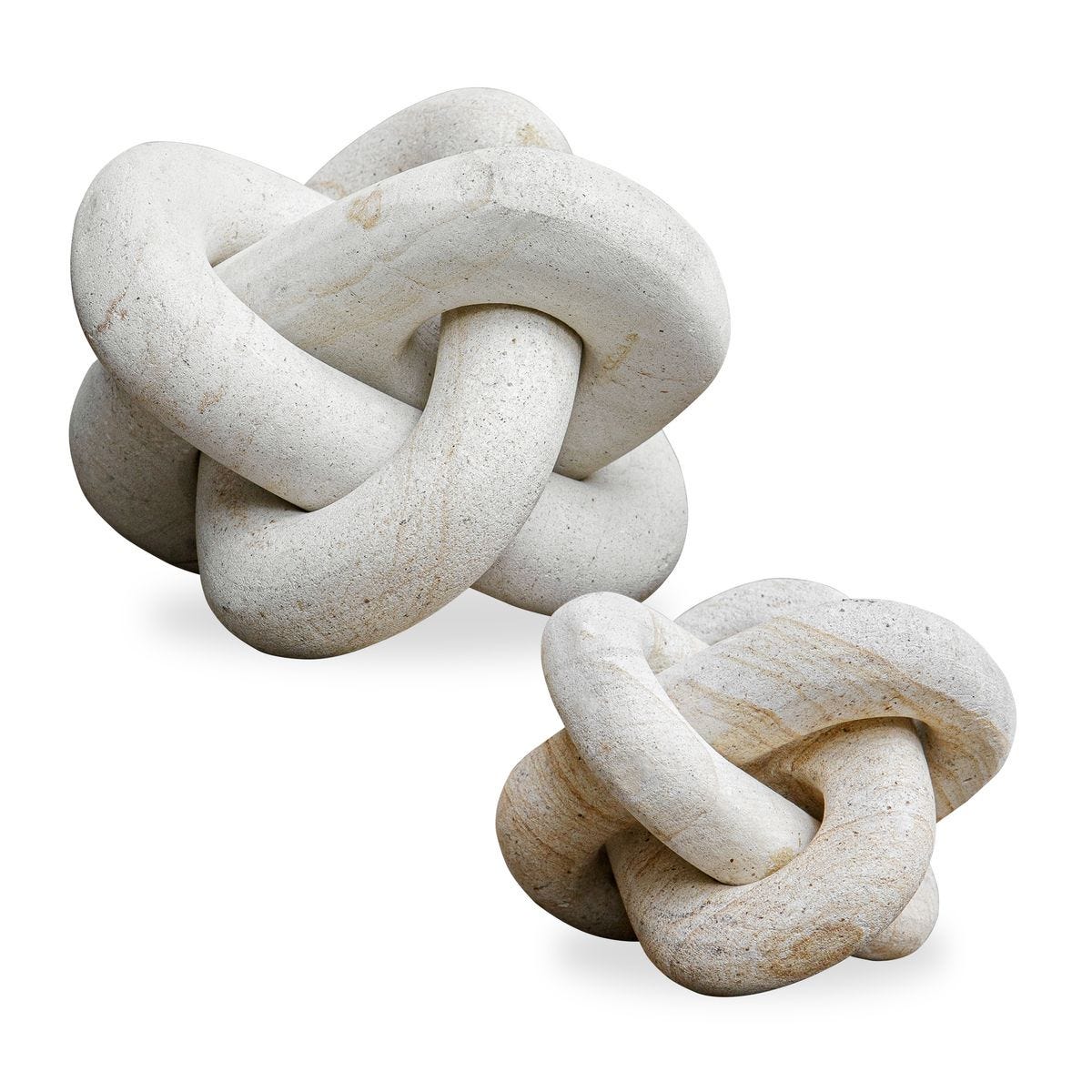 Limestone link sculptures set of 2, side view