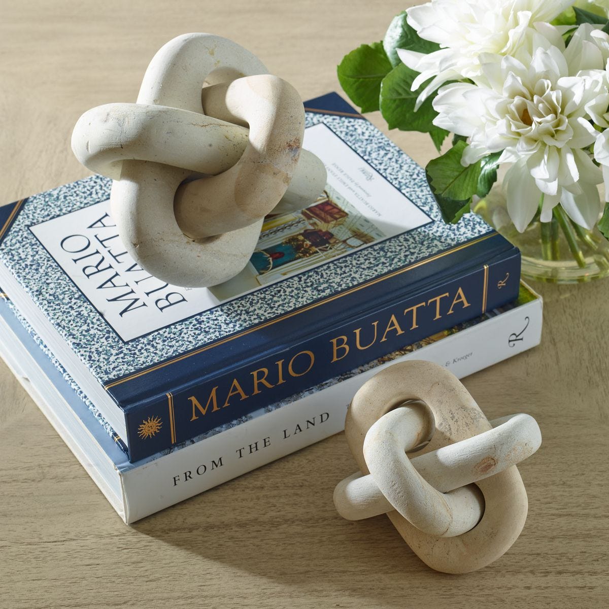 Limestone link sculptures, top view