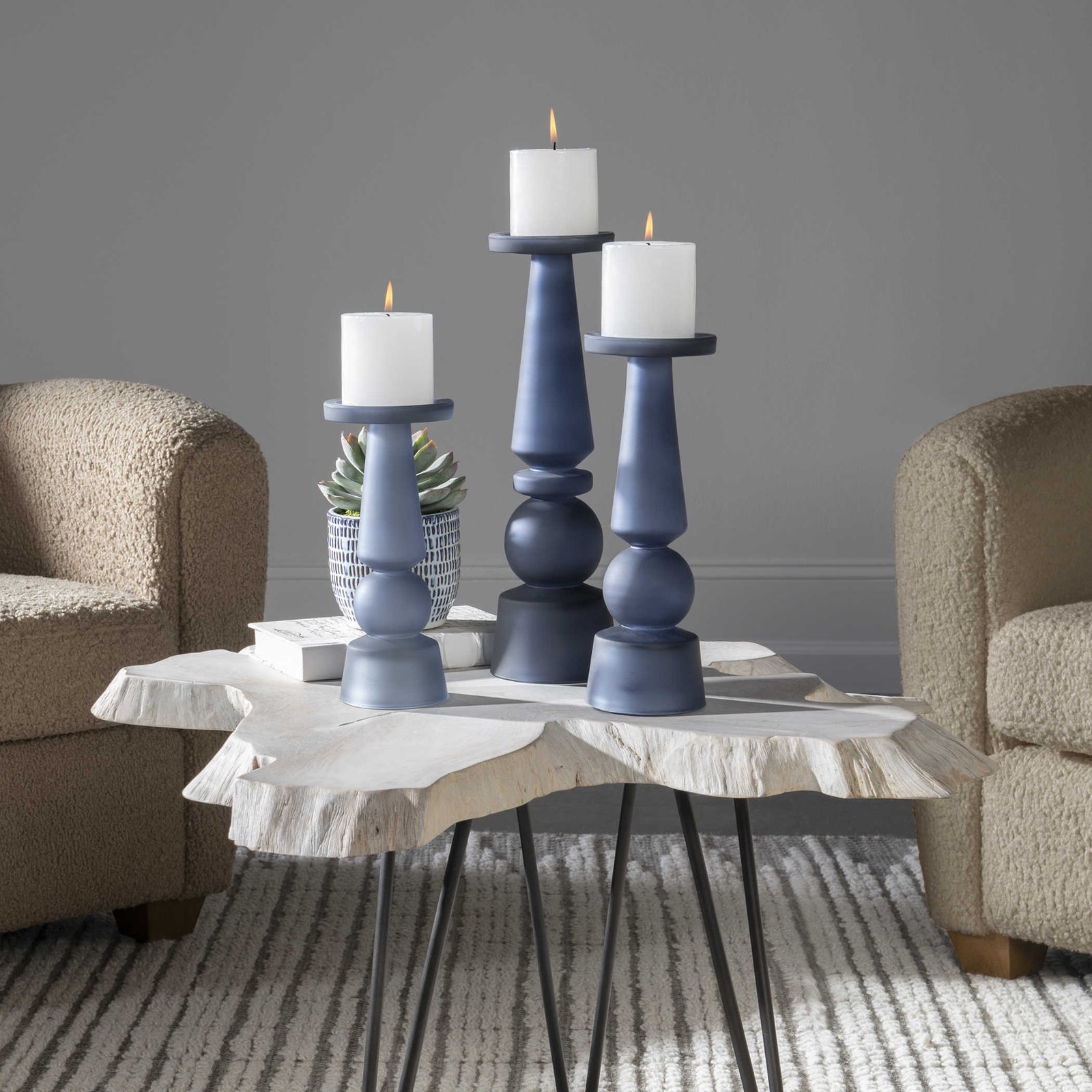 Cassy Glass Candleholders, S/3