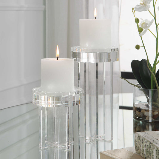Crystal Pillar Candleholders