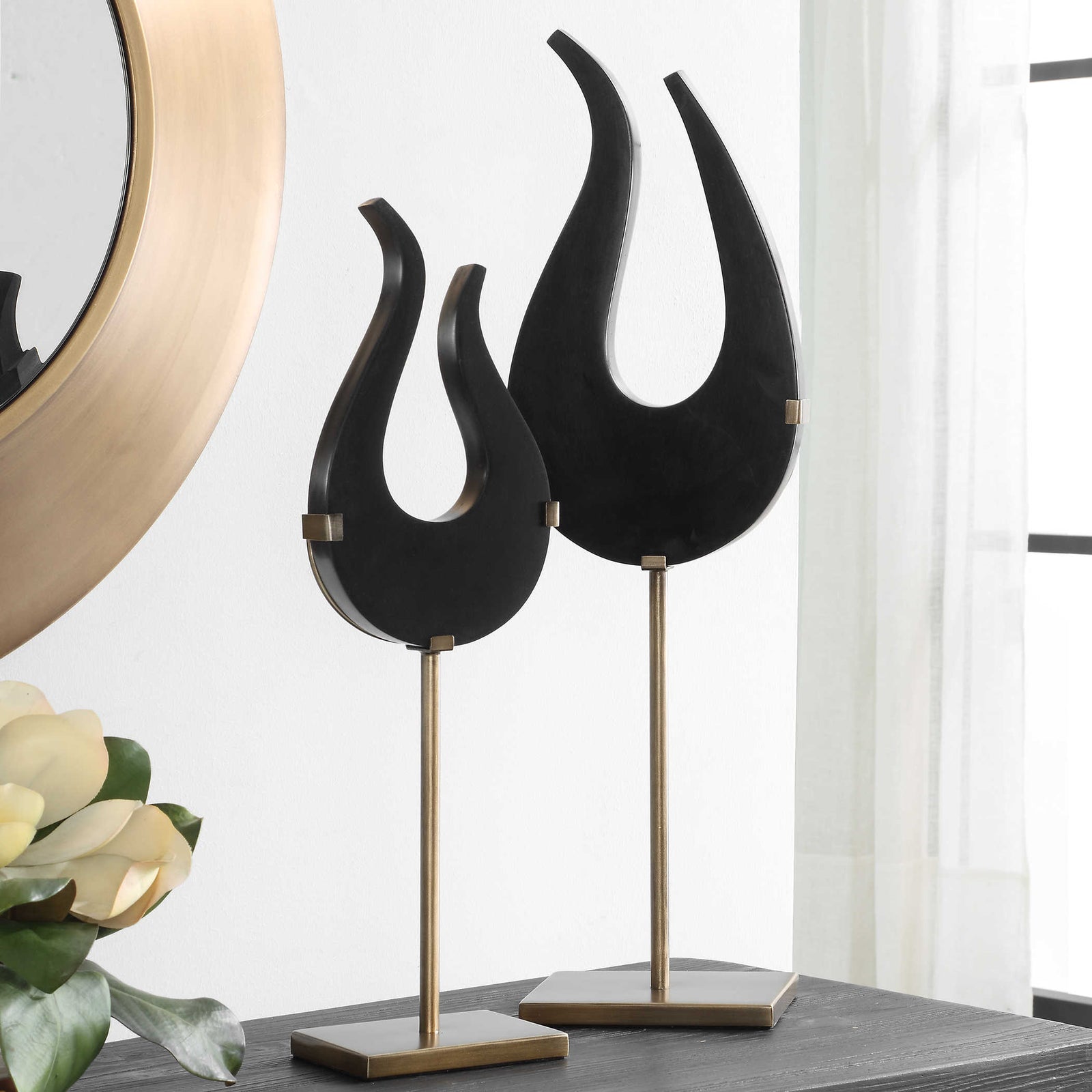 Black Modern Sculptures | Mens Room Decor
