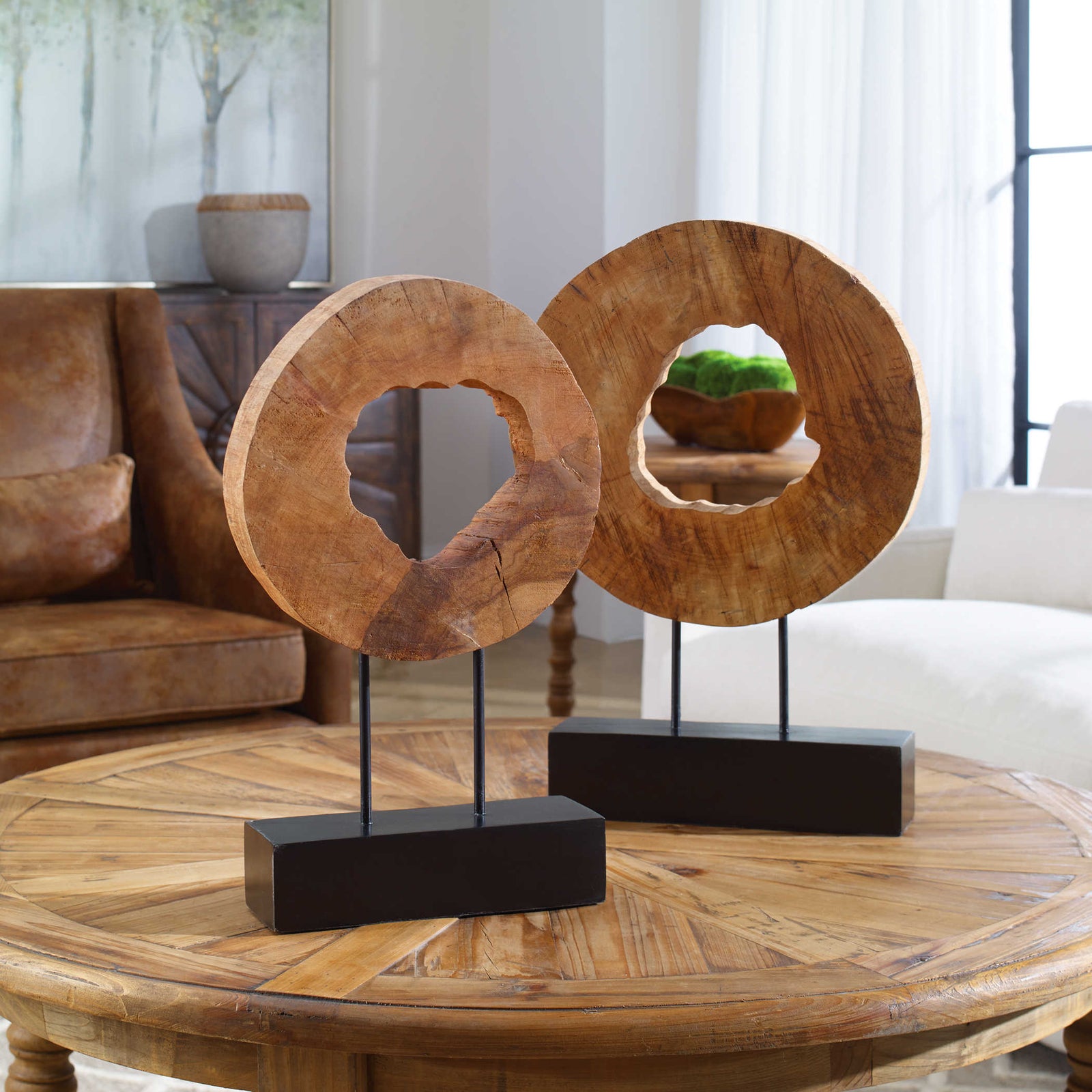 Wood Log Sculptures, S/2