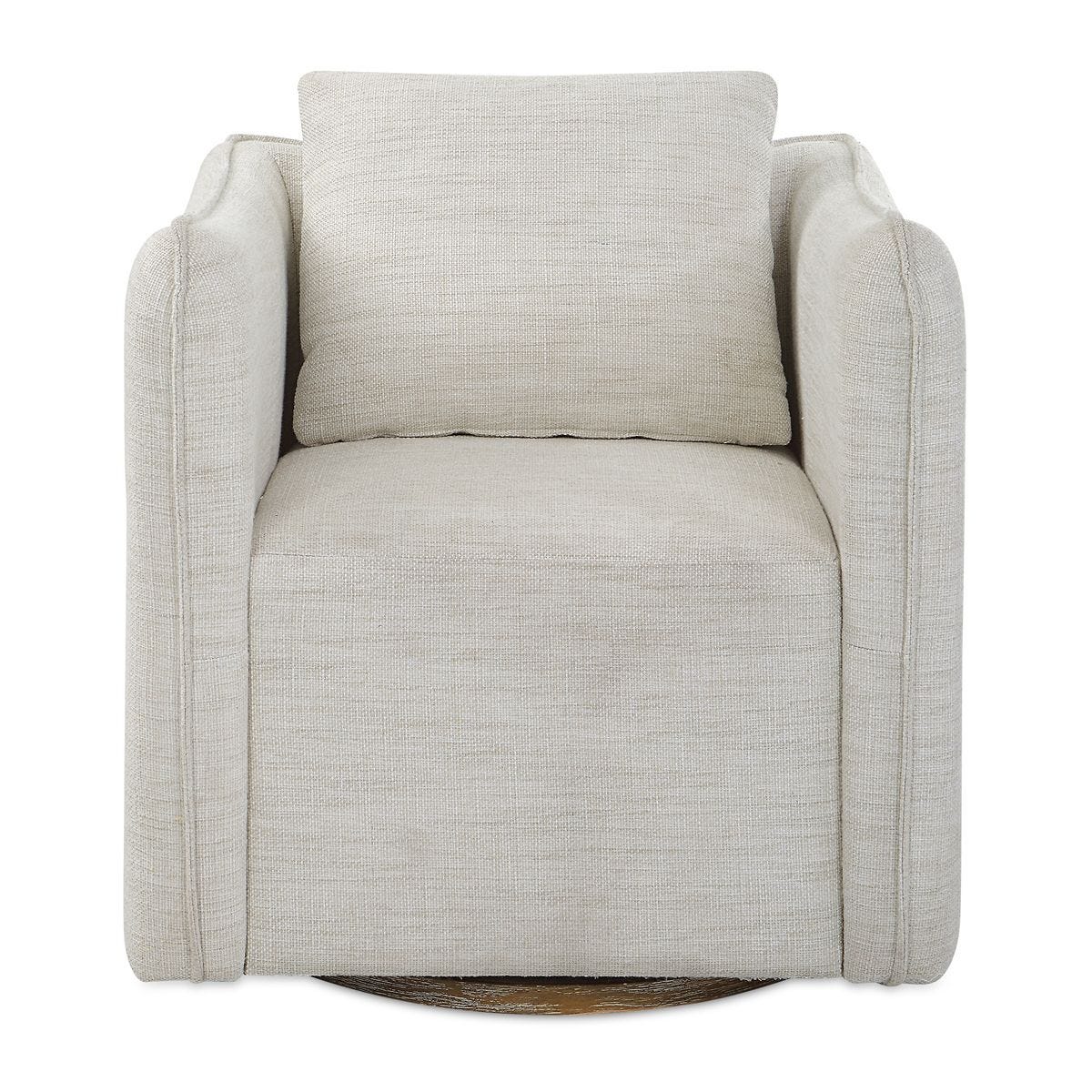 Corbin Swivel Chair — White Linen Blend