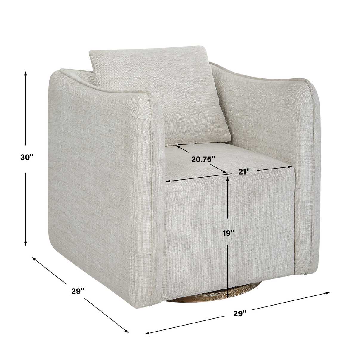 Corbin Swivel Chair — White Linen Blend