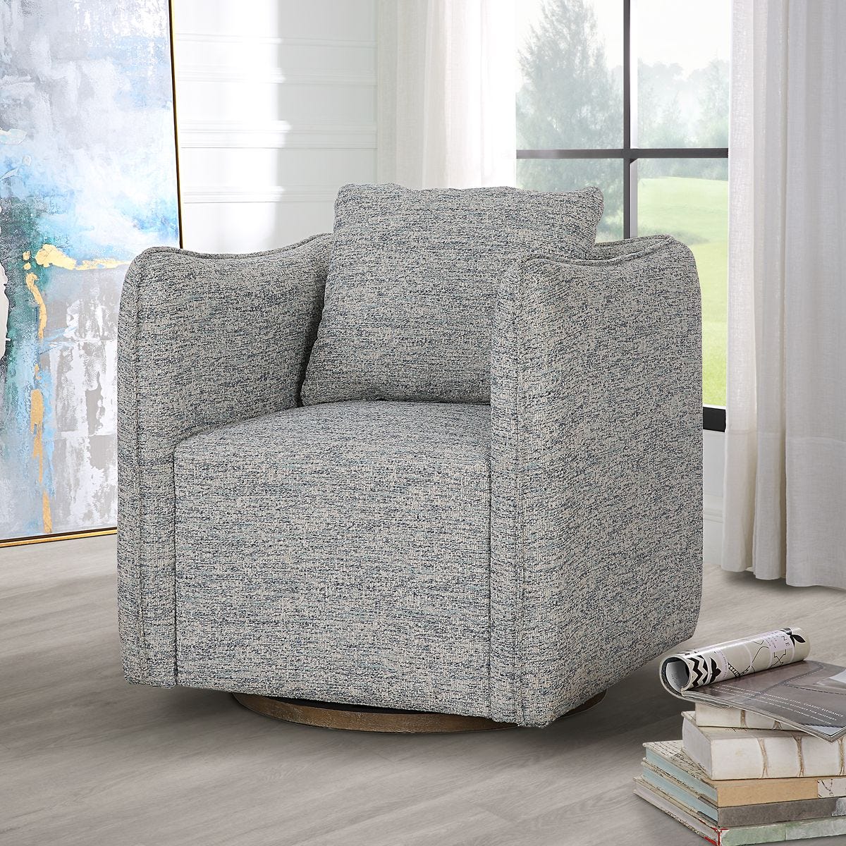Corben Swivel Chair — Blue