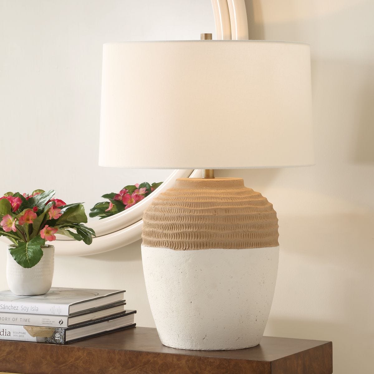 Two Tone Ceramic Table Lamp, Terracotta White