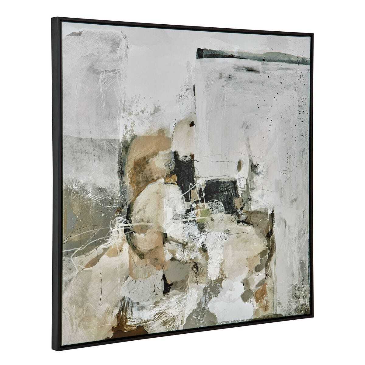 Abstract art painting with a black frame on a white background