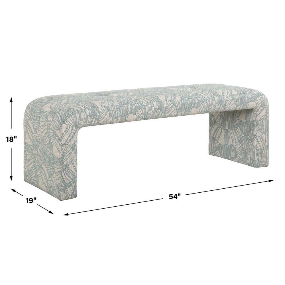 Beach Bench - 54 Inches Long -  Seashell Upholstery