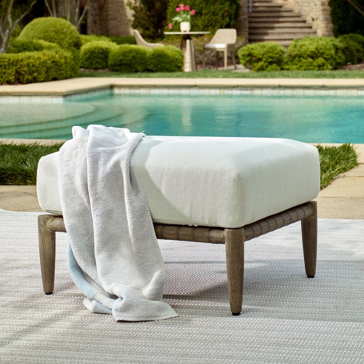 Borneo Outdoor Ottoman, Oyster
