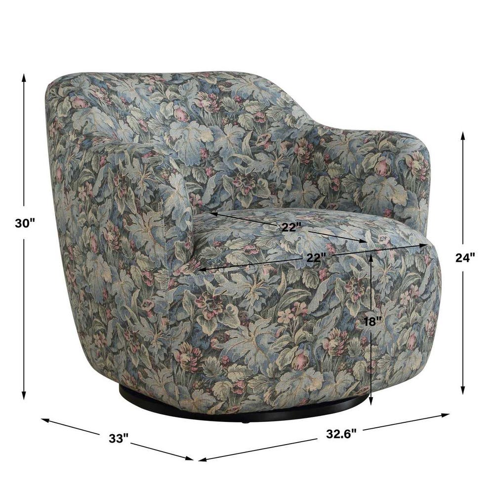Ansel Swivel Chair, (saige/blue/blush)