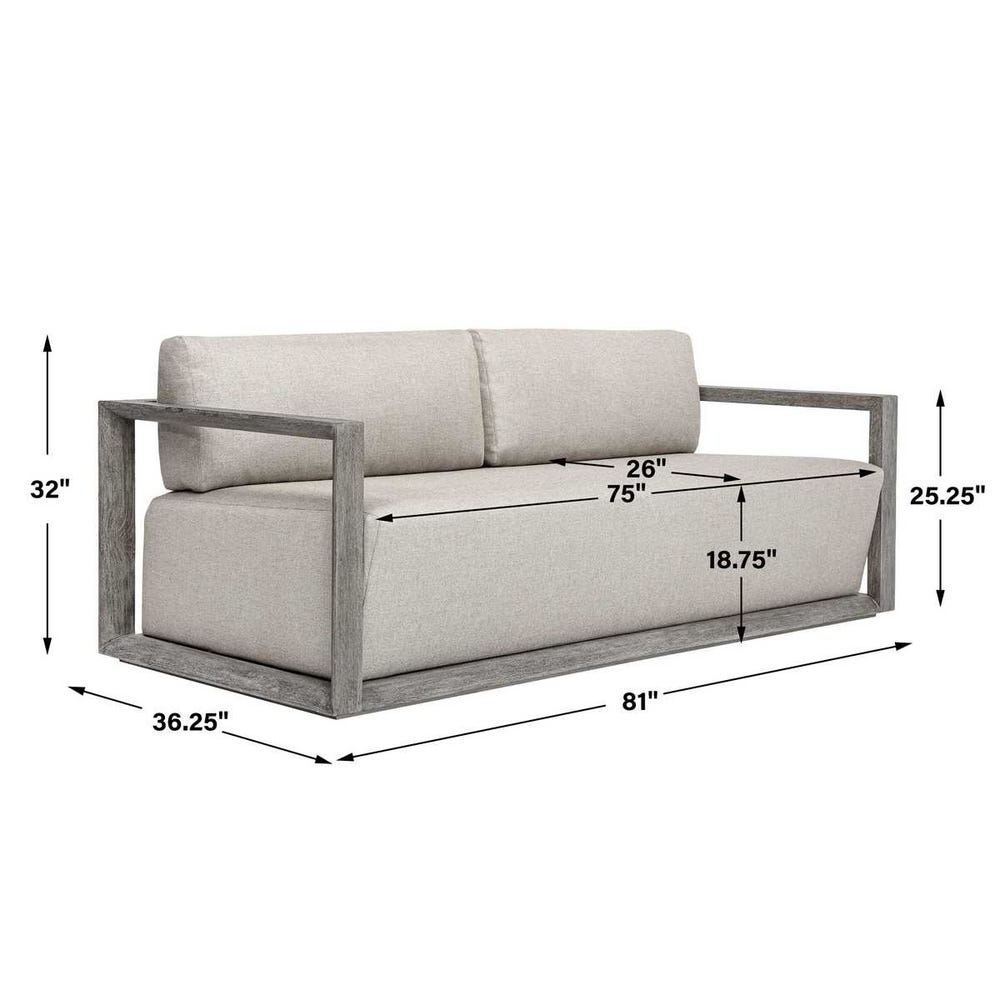 Ramsen 3 Seat Outdoor Sofa, Weathered Gray/Dove
