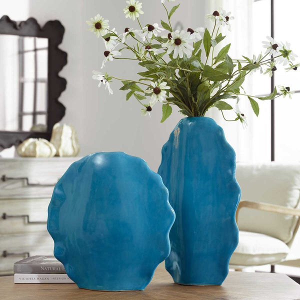 Large Teal Vase - Set of 2