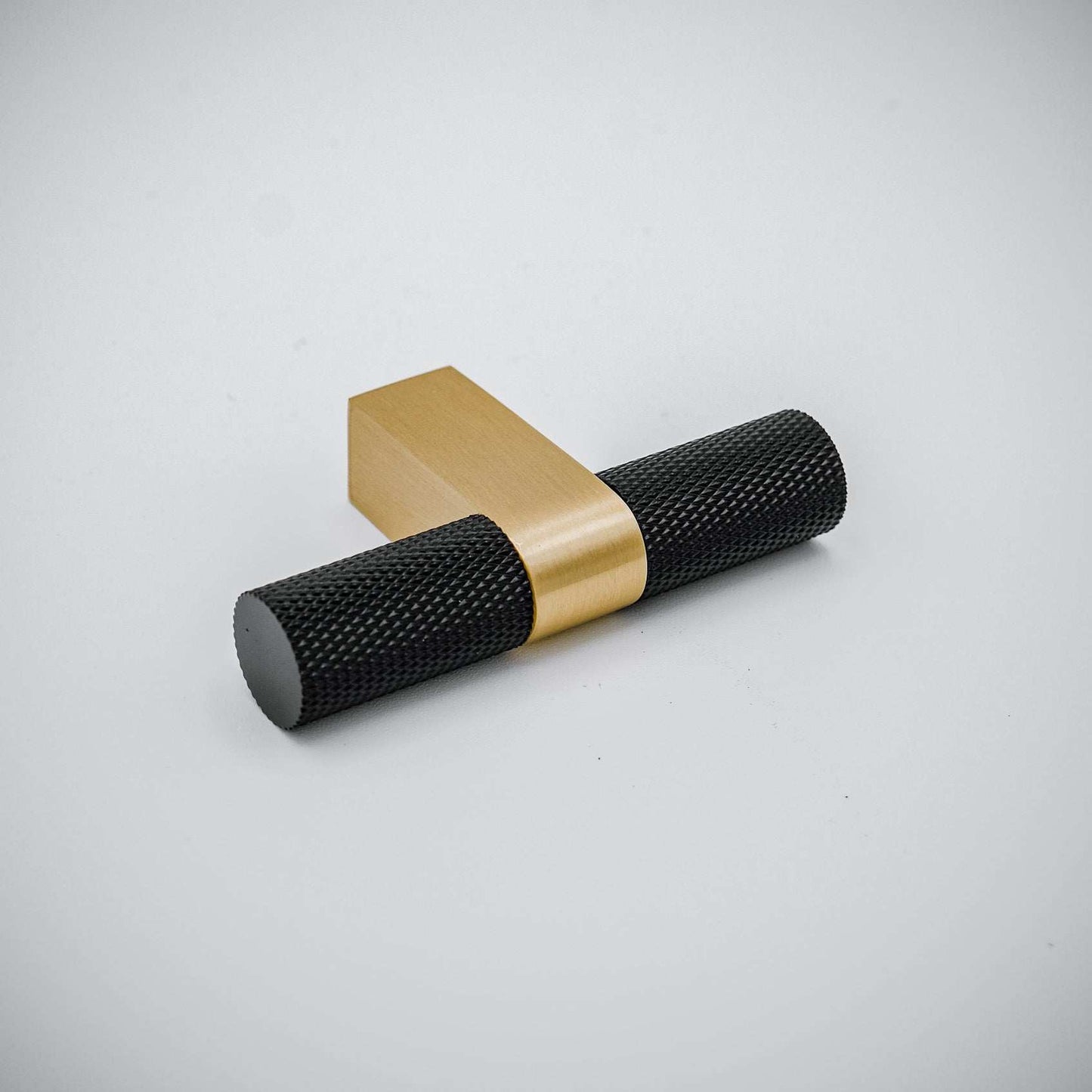 Bold, Black & Gold Knurled Solid Brass Knob
