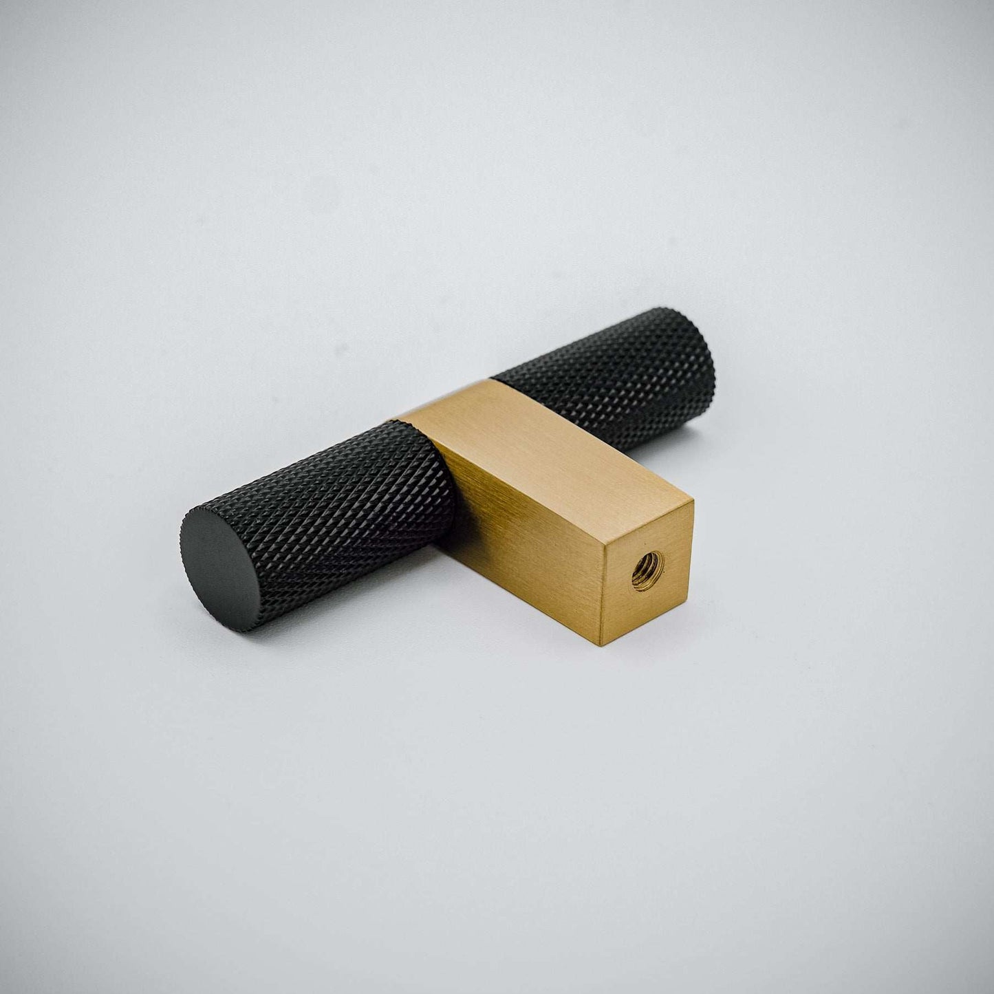 Bold, Black & Gold Knurled Solid Brass Knob